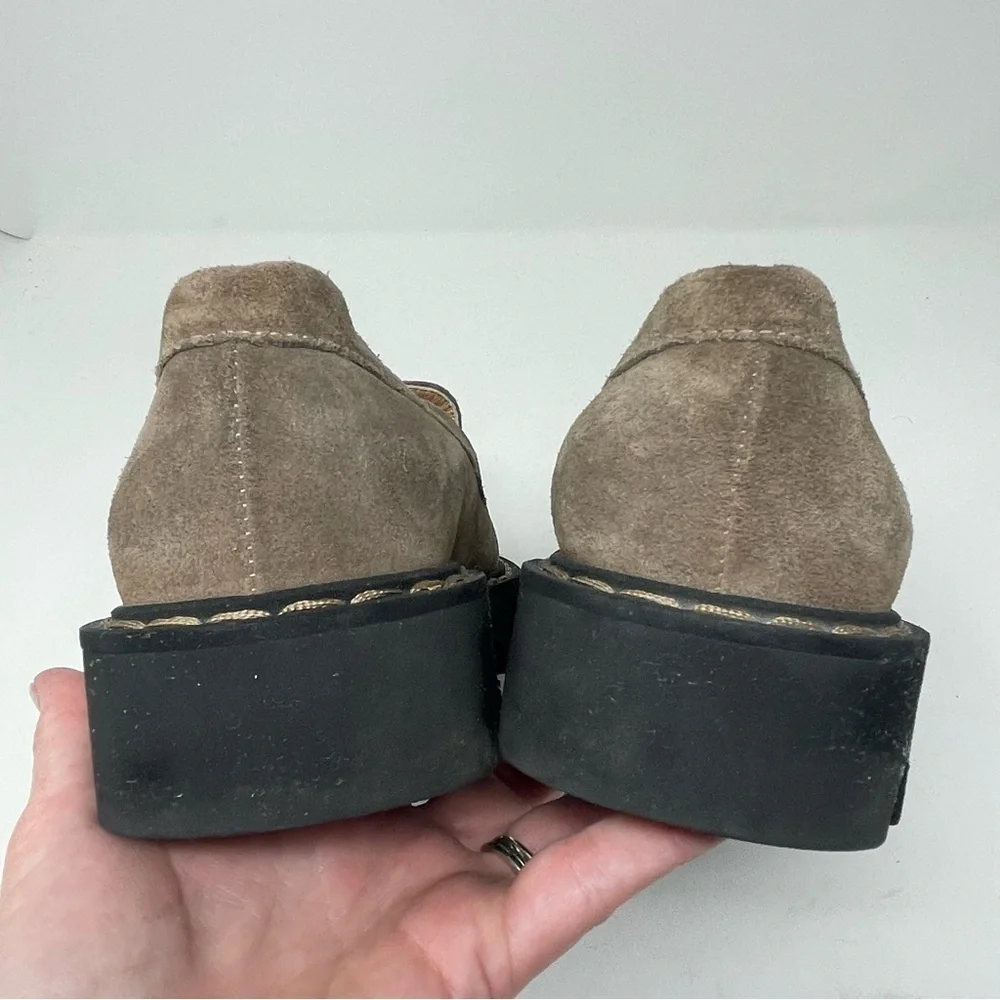 Aquatalia Hayley Tan Leather Platform Loafers Size 7.5
